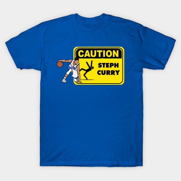 Steph Curry Funny Caution Ankle Breaker - NBA Golden State Warriors T-Shirt by xavierjfong